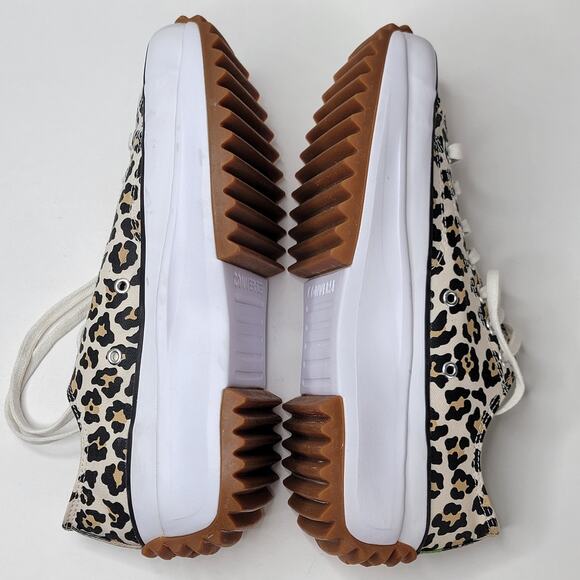 Converse Chuck Taylor 10M Low Top Chunky Platform Leopard Run Star Tennis Shoes - Picture 9 of 12